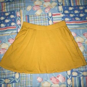 Forever 21 Yellow Mustard Skater Skirt High Waisted Pockets